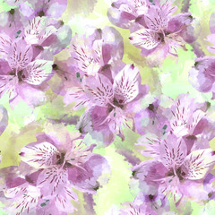 Materiał do szycia Seamless pattern with flowers. Floral watercolor seamless background. Textile print for bed linen, jacket, package design, fabric and fashion concepts.