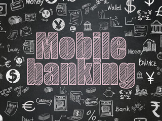 Banking concept: Mobile Banking on School board background