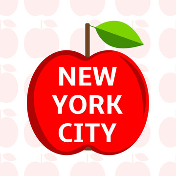 The red apple with text "New York City" on the ligh background f