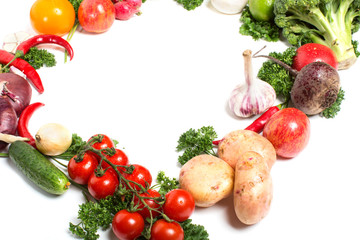 Vegetables isolated on white background.