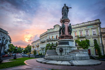 The monument to Catherine 2 in Odessa, Ukraine, Europe. - obrazy, fototapety, plakaty