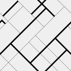 Seamless pattern diagonal polygonal rectangular lines, black and white