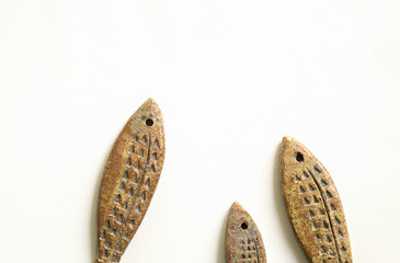 Background of Ceramic Fishes,  Isolated in White Background