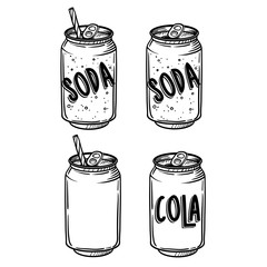 Vector soda drawing. Hand drawn soda illustrations. Vintage drink sketch. Great for restaurant or cafe drink menu.