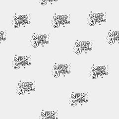 Vector minimalist monochrome black and white pattern new year lettering