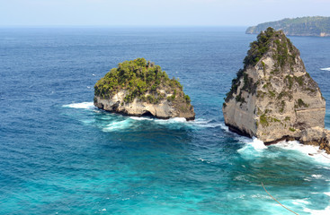 Rock in the ocean at Atuh beach on Nusa Penida island, Indonesia