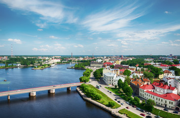 Fototapeta na wymiar View from the tower of the Vyborg castle