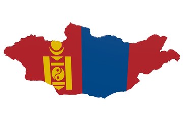 3D map of Mongolia in the colors of the national flag