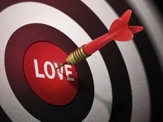 LOVE target hitting by dart arrow