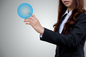 Business woman select pointing.