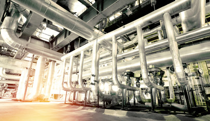 Industrial zone, Steel pipelines, valves and cables