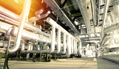 Industrial zone, Steel pipelines, valves and cables