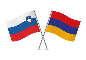 Slovenian and Armenian flags. Vector illustration.