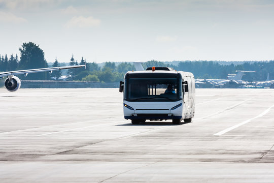 Airport bus on the main taxiway