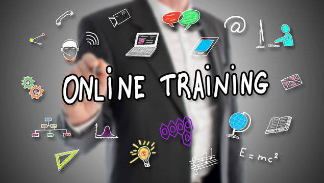 Online training concept drawn by a businessman