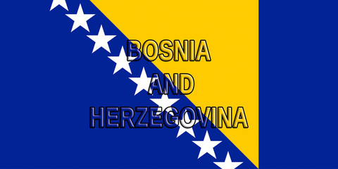 Illustration of the flag of Bosnia and Herzegovina with the country written on the flag