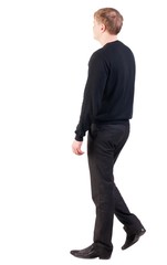 back view of walking  business man.  Isolated over white background. Rear view people collection.  backside view of person. sadly into the distance leaving the guy working in the office