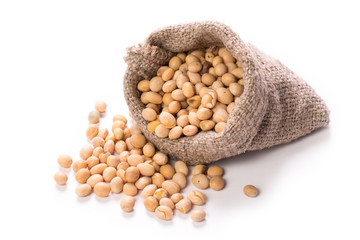 Soy beans ,healthy food on wooden table ,diet concept