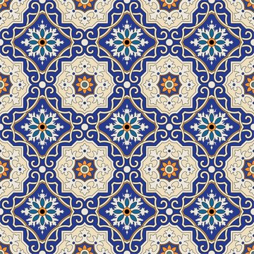 Vector seamless pattern. Colorful ethnic ornament. Arabesque style. Islamic art.