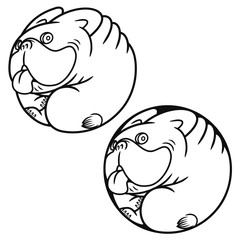 French Bulldog curling up logo