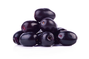 Jambolan plum or Java plum on white background.