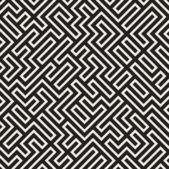 Vector Seamless Black and White Maze Lines Pattern