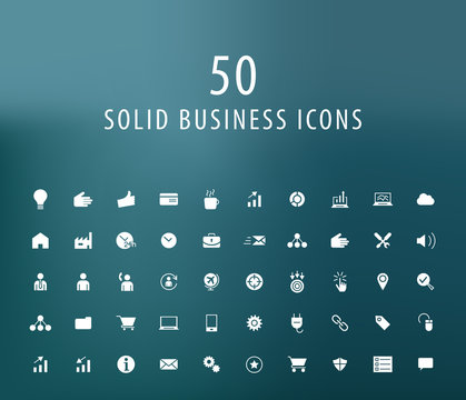 Set of 50 Universal Business Icons. Isolated Elements.