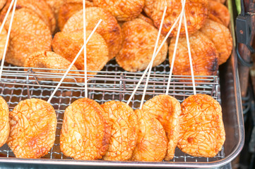 Senbei rice crackers, Japanese rice crackers, selective focus