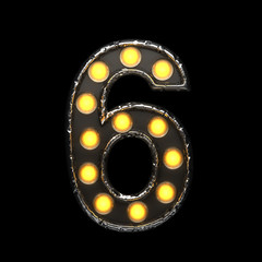 6 metal letter with lights. 3D illustration