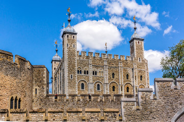 Fototapeta na wymiar Historic castle Tower of London. View from outside walls. UK.