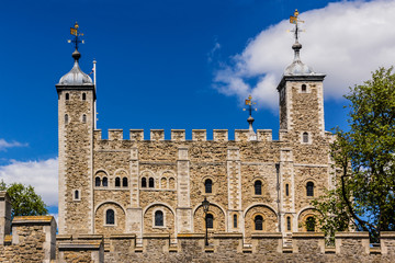 Fototapeta na wymiar Historic castle Tower of London. View from outside walls. UK.