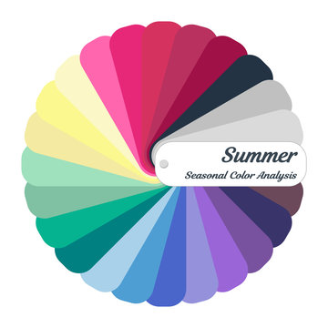 Stock vector color guide. Seasonal color analysis palette for summer  type. Type of female appearance
