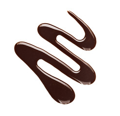 Curved line made of liquid chocolate on white background