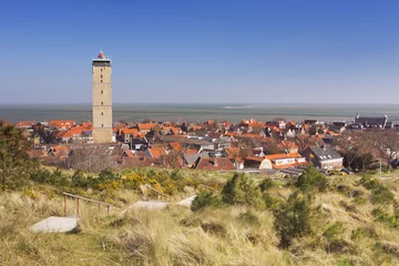 Schilderijen op glas West-Terschelling en Brandaris vuurtoren in Nederland © sara_winter