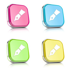 ikona na tle zaokrąglonego kwardratu z metalowym środkiem i odbiciem