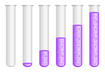 Test tube with violet liquid isolated on white
