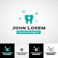 Dental logo template. Teeth icon set. dentist insignia, orthodontist illustration, teeth vector design, oral hygienist concept for stationary, tooth branding t-shirts picture, business card graphic