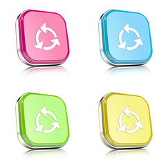 ikona na tle zaokrąglonego kwardratu z metalowym środkiem i odbiciem