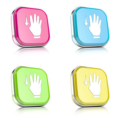 ikona na tle zaokrąglonego kwardratu z metalowym środkiem i odbiciem