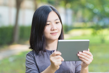 Fototapeta premium Woman Use Tablet