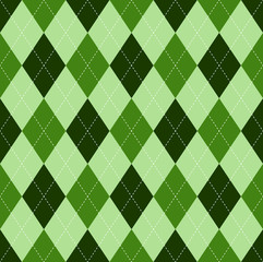 Seamless argyle pattern in shades of green with white stitch. - 119045710