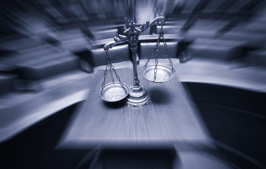 Decorative Scales of Justice in the Courtroom