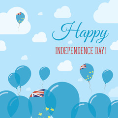 Tuvalu Independence Day Flat Patriotic Design. Tuvaluan Flag Balloons. Happy National Day Vector Card.