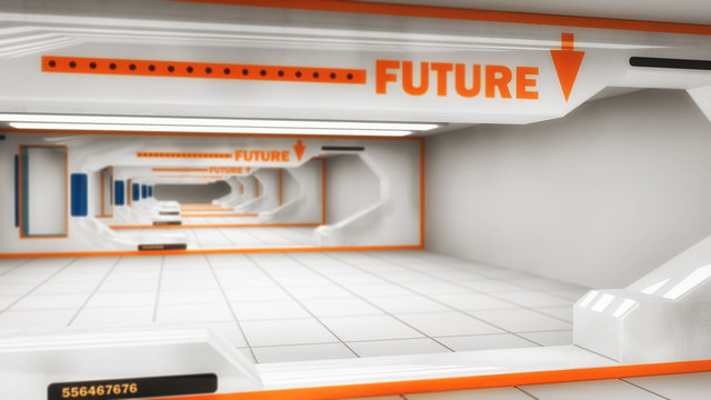 Futuristic hall alien spaceship