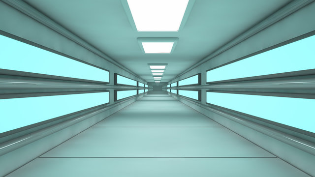 Futuristic hall alien spaceship