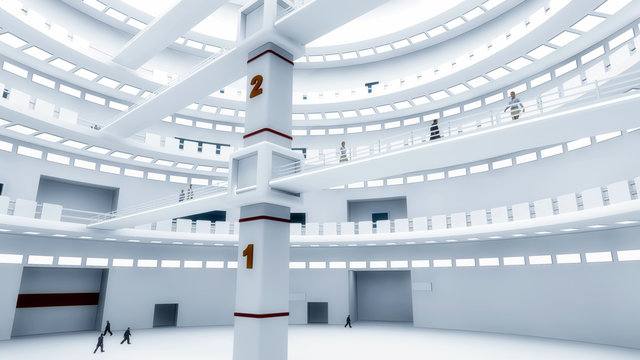 Futuristic hall alien spaceship