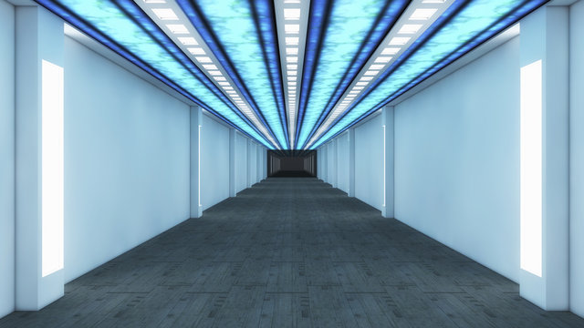 Futuristic hall alien spaceship