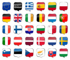 speech bubbles with EU country flags