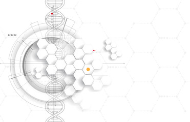 dna and medical and technology background. futuristic molecule structure presentation - obrazy, fototapety, plakaty