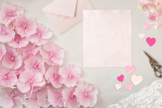 Pretty Styled Desktop, Stationery Flatlay Mockup photograph, great for lifestyle bloggers or to announce a celebration, wedding or event